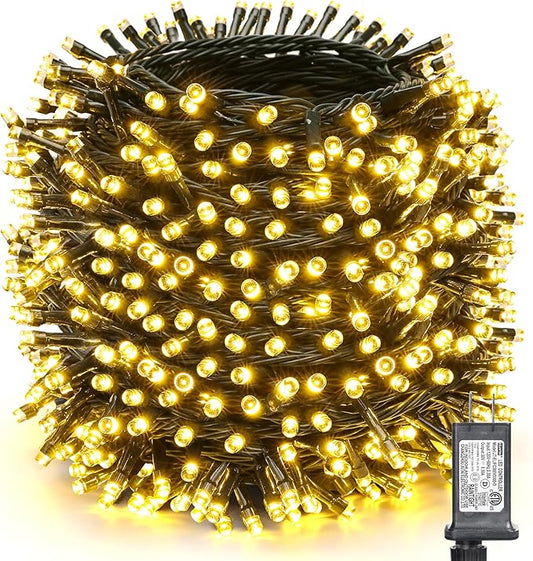 Toodour Christmas Lights Outdoor, 328ft 1000 LED String Lights, Timer, Waterproof 8 Modes Outdoor Christmas String Light - Twinkle Light for Tree Home Garden Yard Wedding Party Xmas Decor(Warm White)