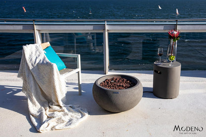 AMS Fireplace | Modeno | Newbridge | Firepit Table | Cover and Lava Rocks Included | (Fuel: Liquid Propane - Light Gray)