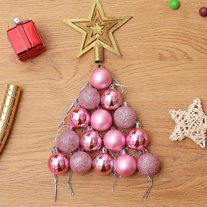 160 Pcs Christmas Balls Ornaments for Xmas Tree - Shatterproof Christmas Tree Decorations Small Hanging Ball 1.18" X 160 Pack (Pink)
