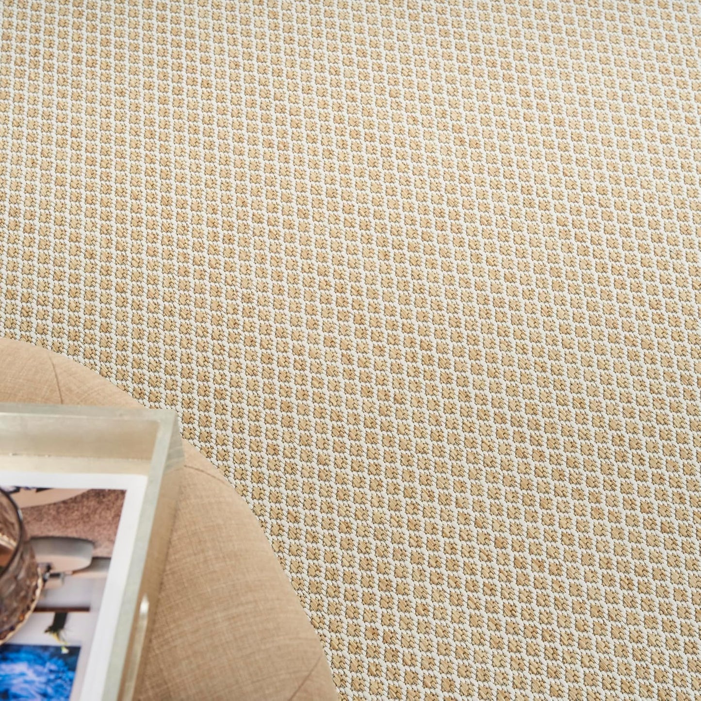 Nourison Home Courtyard Natural 5' x 7' Area Rug - Easy Clean, Non Shedding, Bed Room, Living Room, Dining Room, Kitchen (5' x 7')