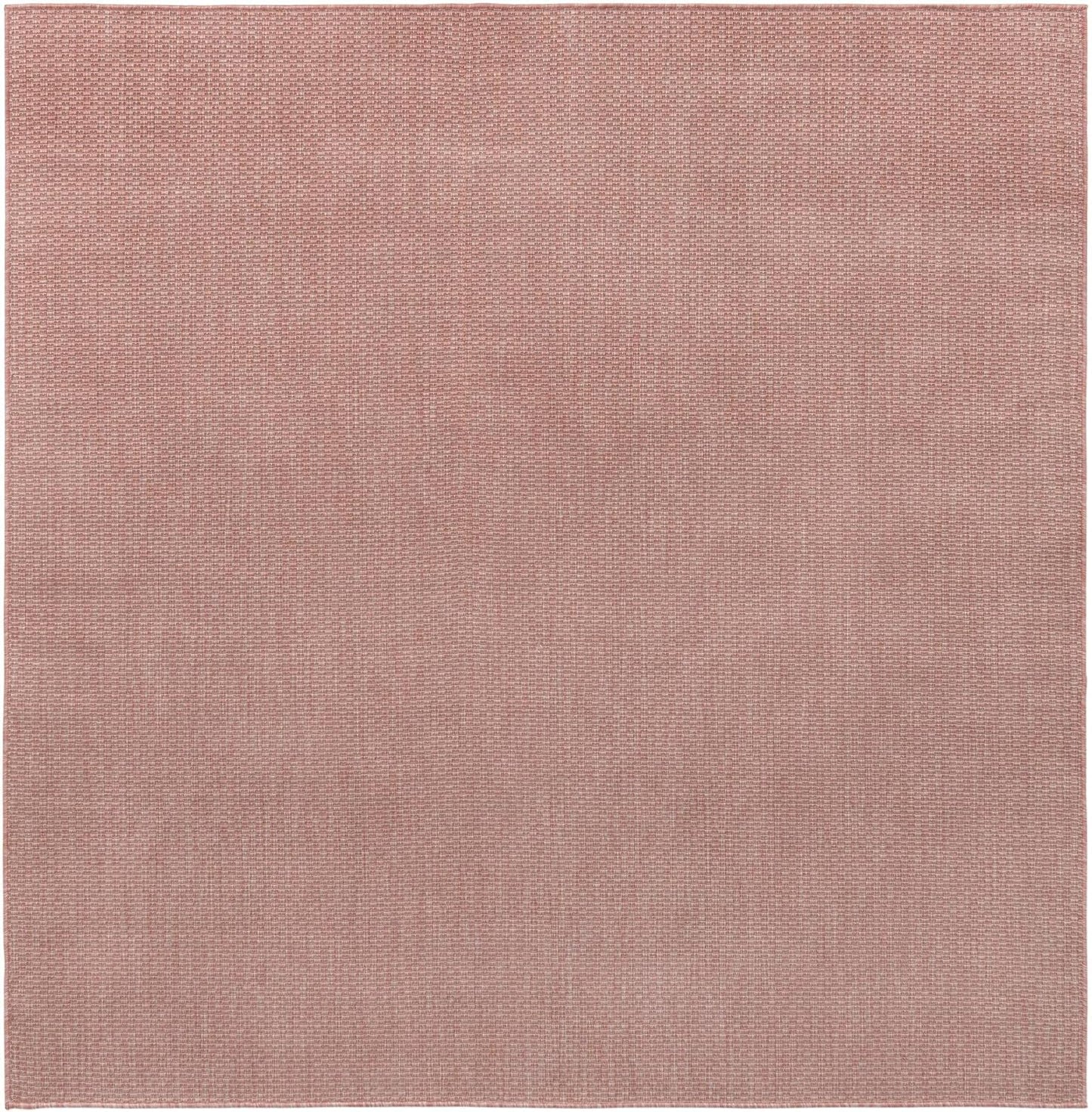 Unique Loom Collection Casual Transitional Solid Heathered Indoor/Outdoor Flatweave Area Rug (7' 10" Square, Whisper Pink/Ivory)