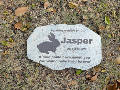 Zatanmulo Personalized Pet Memorial Stone, Garden Memorial Stone Personalized, Rabbit Headstone, Rabbit Tombstone, Memorial Plaque Outdoor, Garden Stepping Stone (Rabbit)