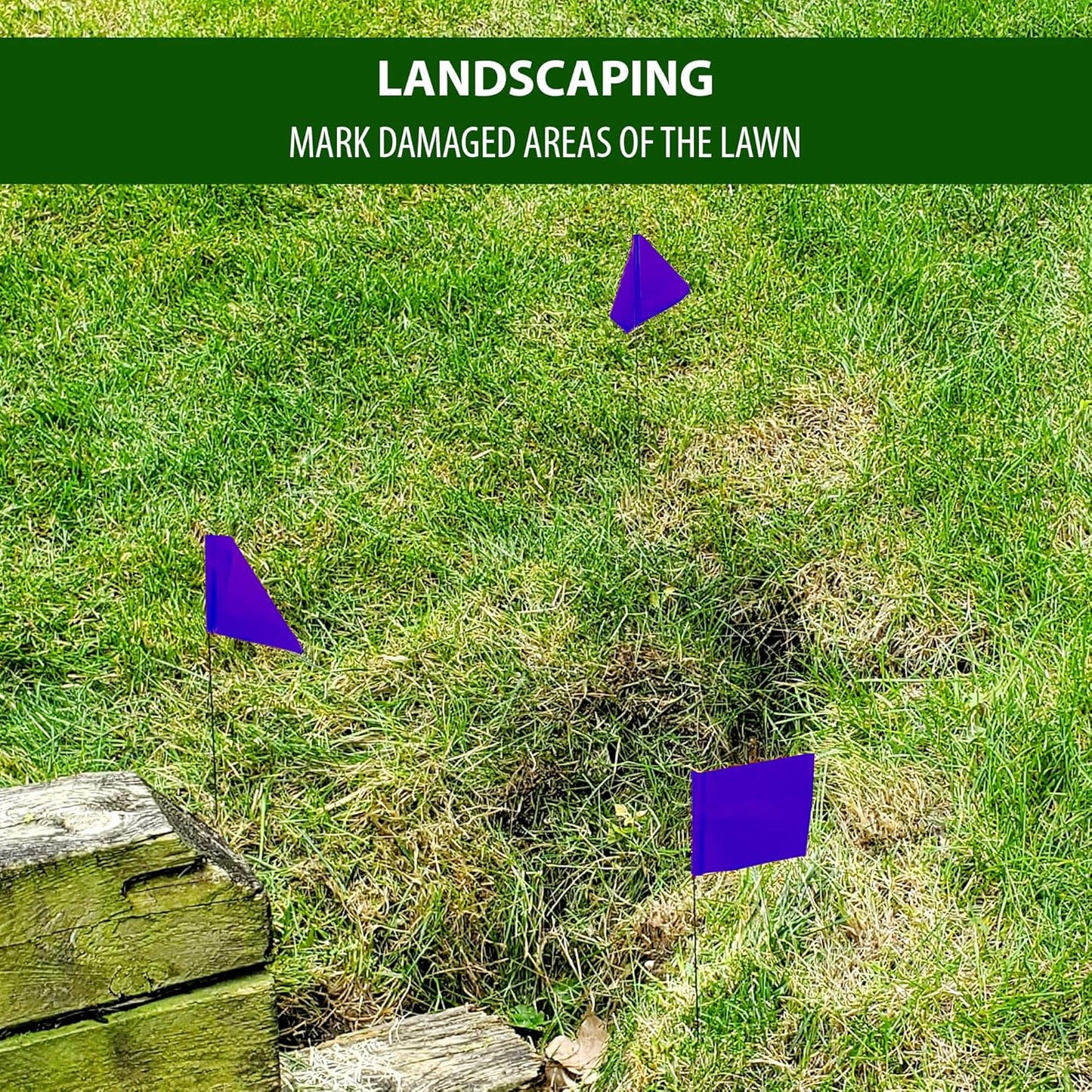 Purple Marking Flags for Yard - 4x5x15 Inch Purple Flags for Outside - 100 Pack - Markers For Lawn, Irrigation, Landscaping, Survey & Sprinkler Head Marking