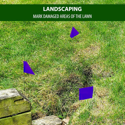 Purple Marking Flags 1000 Pack - 4x5x15 Inch Purple Flags for Outside - Markers For Lawn, Irrigation, Landscaping, Survey & Sprinkler Head Marking