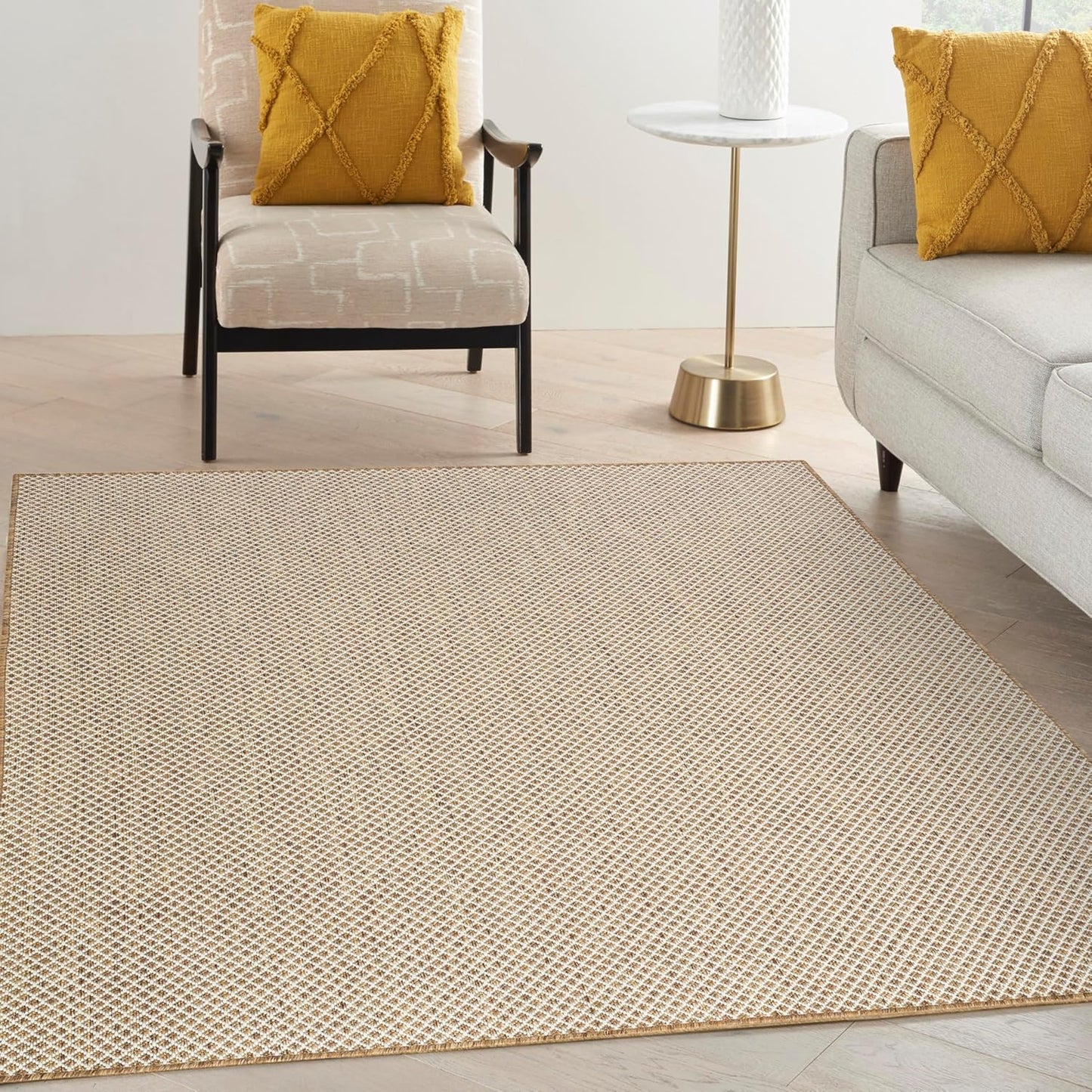 Nourison Home Courtyard Jute Ivory 6' x 9' Area Rug - Easy Clean, Non Shedding, Bedroom, Living Room, Dining Room, Kitchen