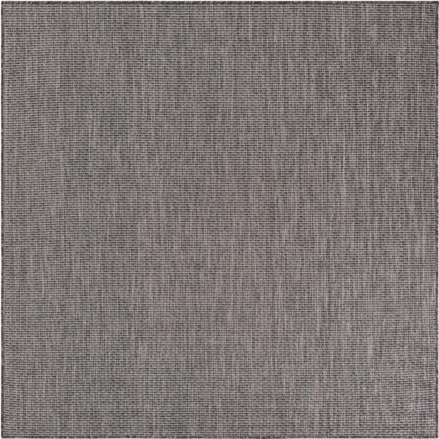 Unique Loom Outdoor Solid Collection Area Rug (6' 1" Square Black/Ivory)