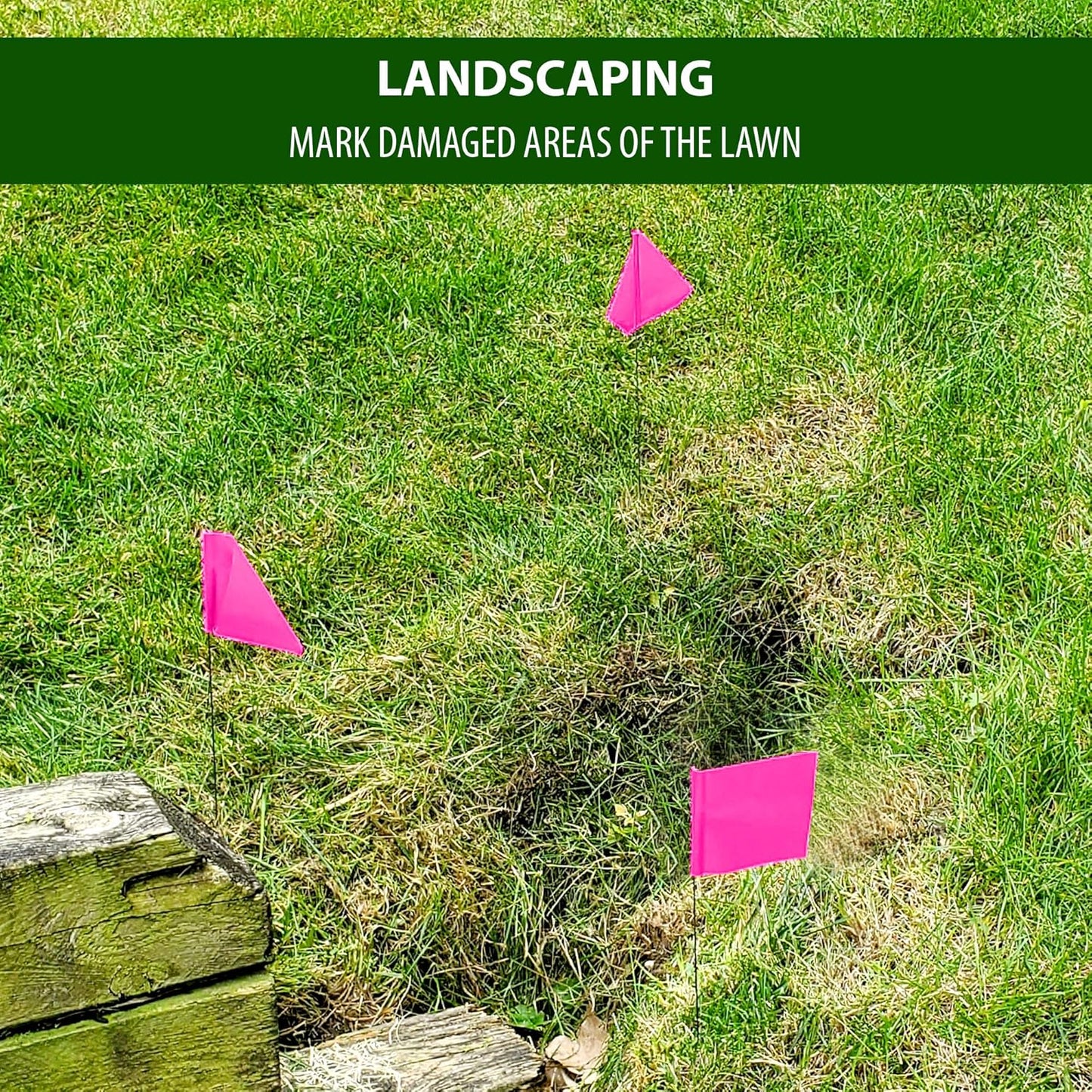 Pink Marking Flags 1000 Pack - 4x5x15 Inch Pink Flags for Yard - Markers For Lawn, Irrigation, Landscaping, Survey & Sprinkler Head Marking