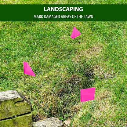 Pink Marking Flags 1000 Pack - 4x5x15 Inch Pink Flags for Yard - Markers For Lawn, Irrigation, Landscaping, Survey & Sprinkler Head Marking