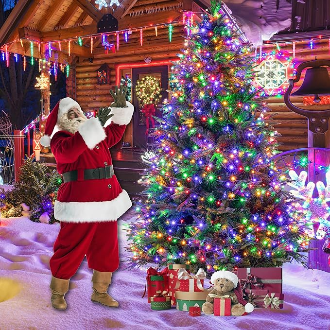 Sunnyglade 7.5ft Artificial Christmas Tree with 600 LED Lights (Not pre-lit), Xmas Tree Full Tree with 1422 Branch Tips & 11 Modes Light, RGB & Warm White Light, Foldable Stand for Home, Party Decor