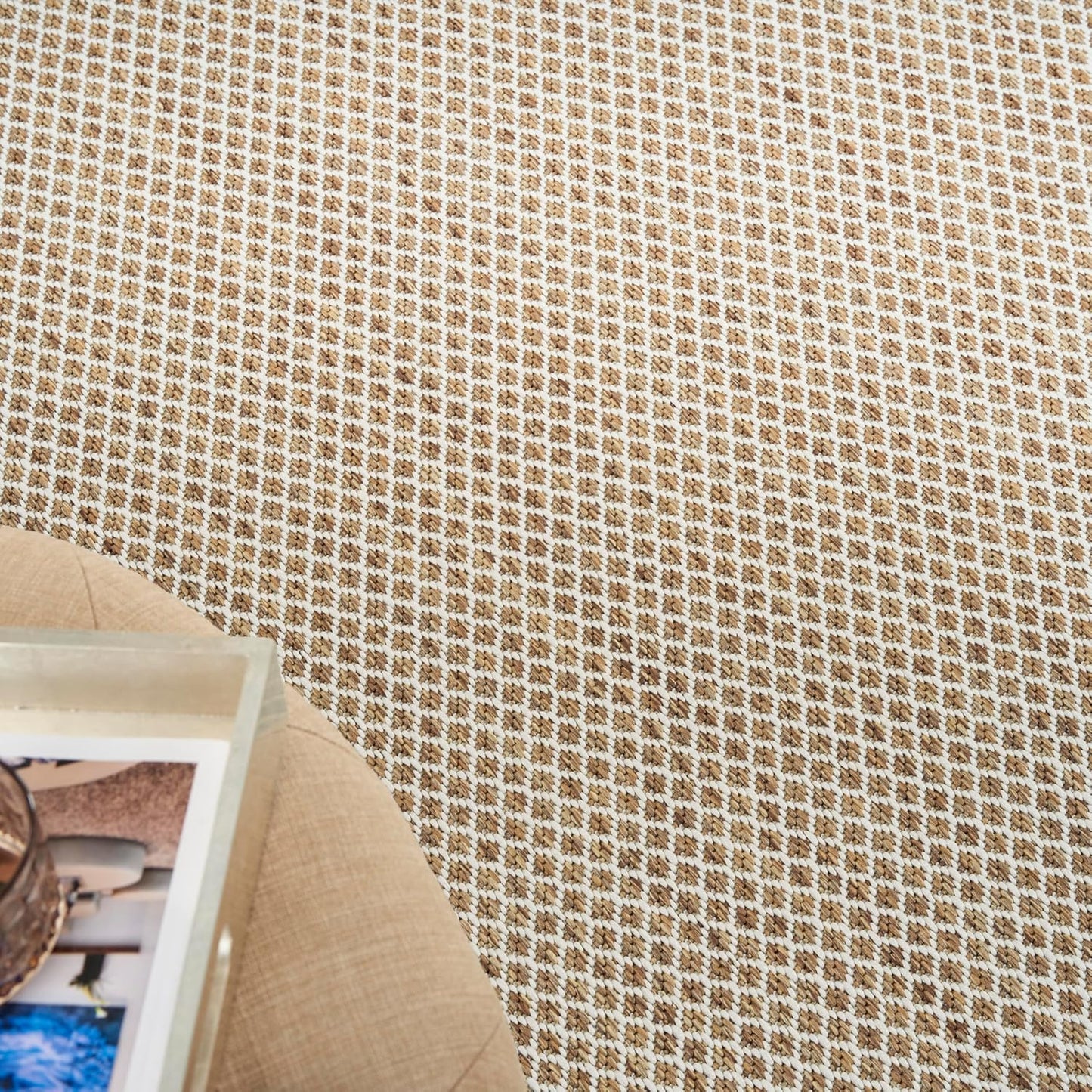 Nourison Home Courtyard Jute Ivory 5' x 7' Area Rug - Easy Clean, Non Shedding, Bed Room, Living Room, Dining Room, Kitchen (5' x 7')