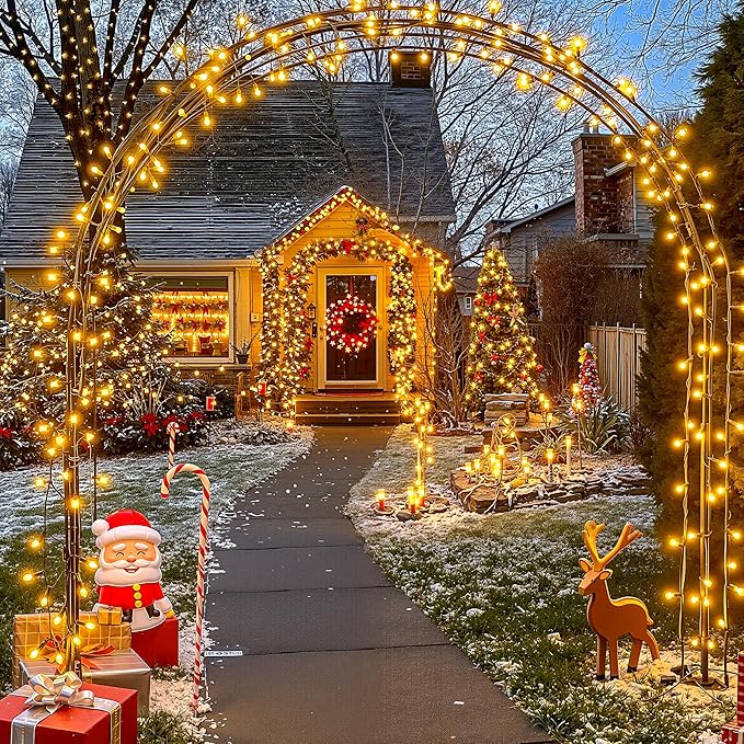 String Lights Outdoor & Indoor, 2Pack 600 LED Christmas Lights, 210ft Plug-in Waterproof Twinkle Light with 8 Modes for Xmas Tree Halloween Wedding Party Garden Patio Decorations(Warm White)