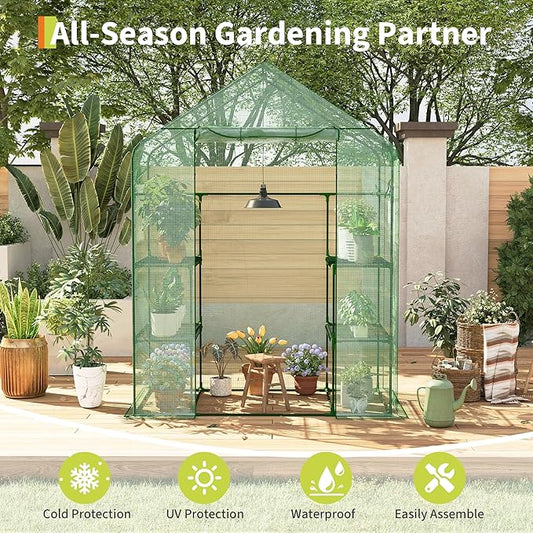 Greenhouses for Outdoors with 4 Wire Shelves, 57 x 29 x 77 in Portable Greenhouse with Thicken PE Cover, Roll-up Zipper Door, Walk-in Green Houses for Seedling Flowers Growing