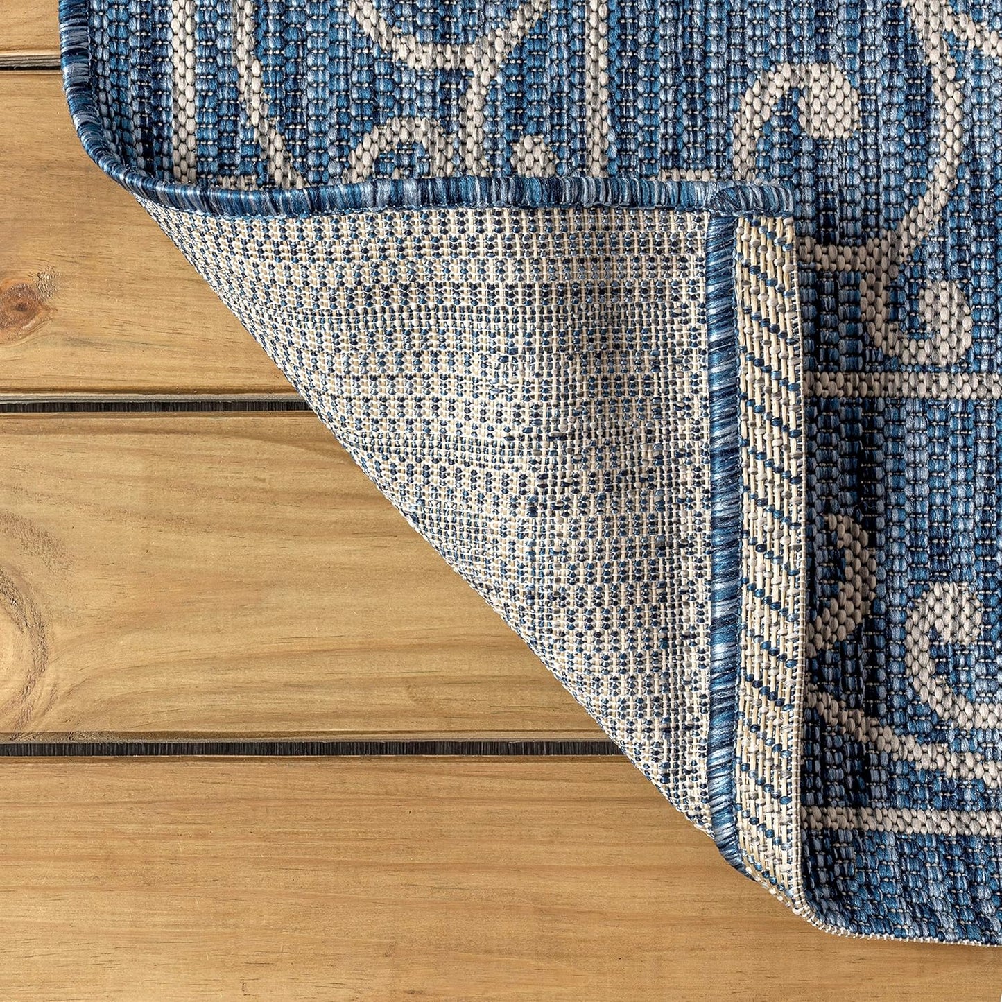 JONATHAN Y SMB106D-5TGN Charleston Vintage Filigree Textured Weave Navy/Gray 5' Octagon Indoor/Outdoor Area Rug, Non-Shedding, Stain Resistant,Fade Resistant, Easy-Cleaning for Backyard Patio, Porch