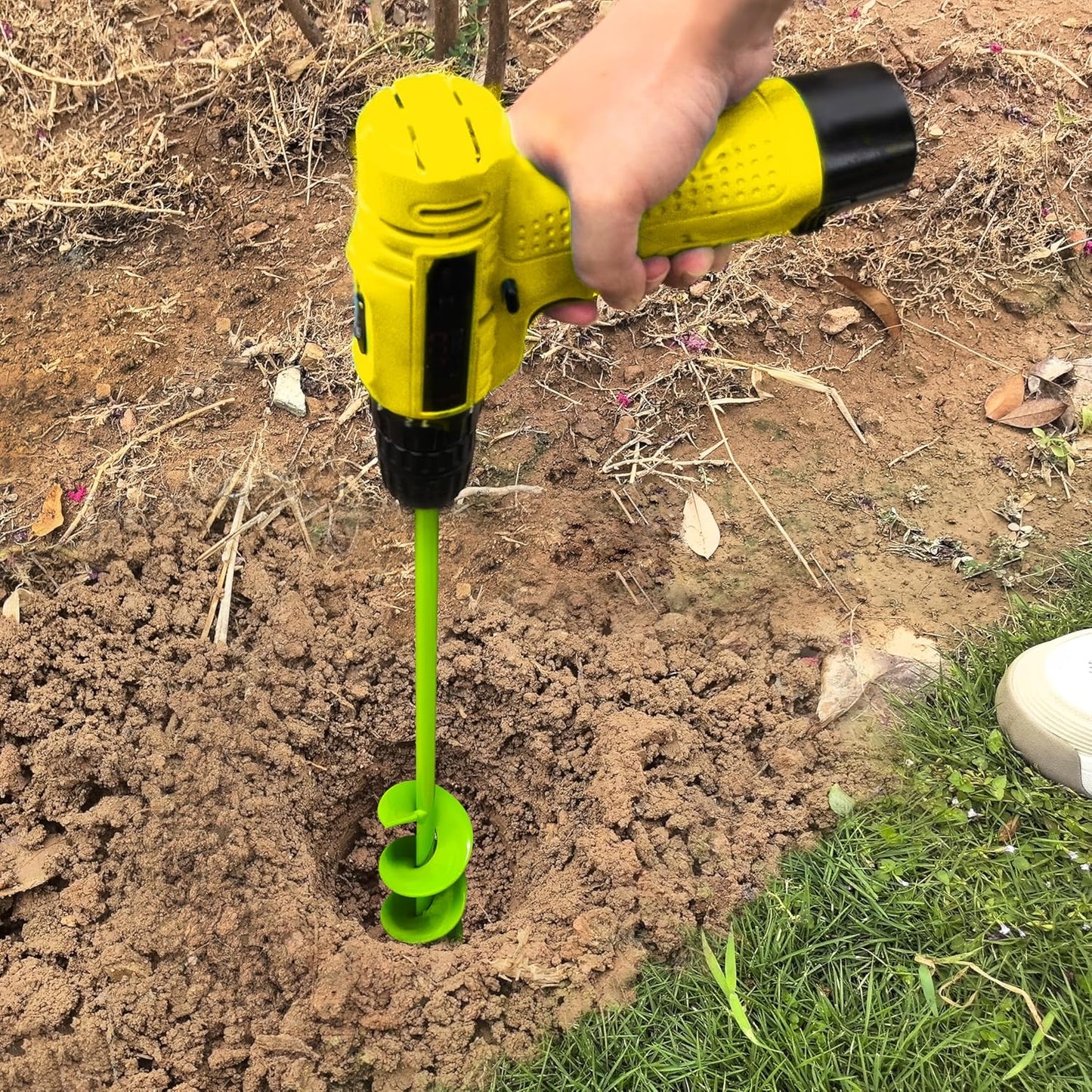 Auger Drill Bit for Planting 1.6"x16.5" Garden Spiral Drill Bit,Heavy-Duty Bulb Auger, Post Hole Digger for 3/8” Hex Driver Drill Solid Shaft