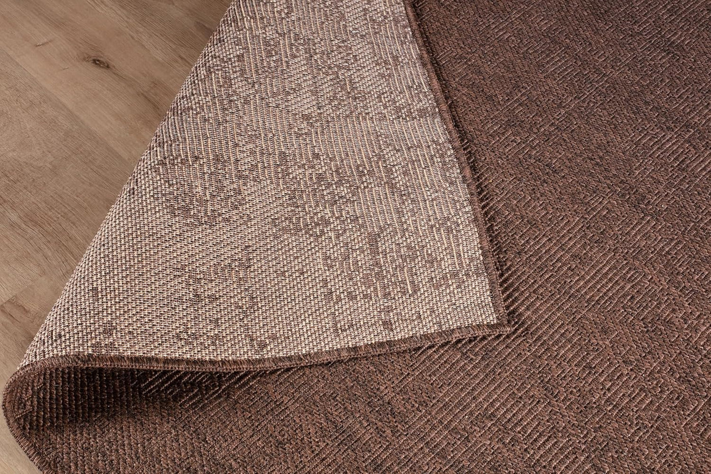 CAMILSON Easy Jute Rug 5x7, Indoor Outdoor Brown Color Fiber Area Rugs for Living Room Patio and Kitchen Rug, Solid Boho Woven Design, Easy-Cleaning, Washable Outside Carpet Alfombras (5 x 7)