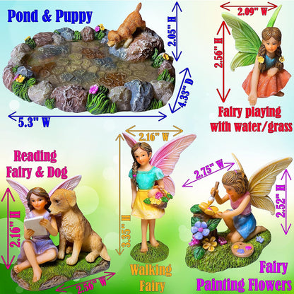 Mood Lab Fairy Garden Miniature Pond Kit - Figurines & Accessories Set of 5 pcs - Outdoor or House Decor